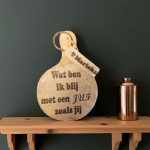 Houten Cadeauplank met Persoonlijke Tekst en Naamlabel